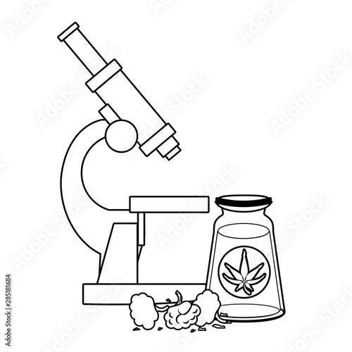 cannabis martihuana sativa hemp cartoon in black and white