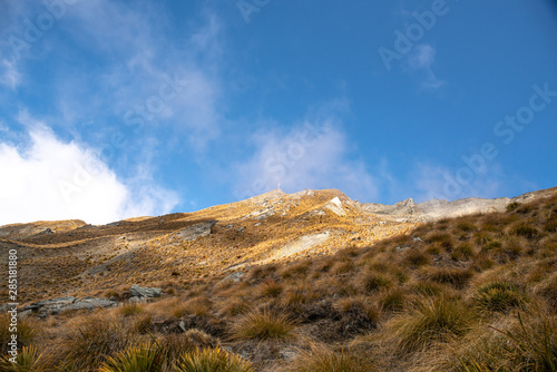 Beautiful panoramic Lake and Southern Alps scenery from the top of Roy's Peak Wanaka