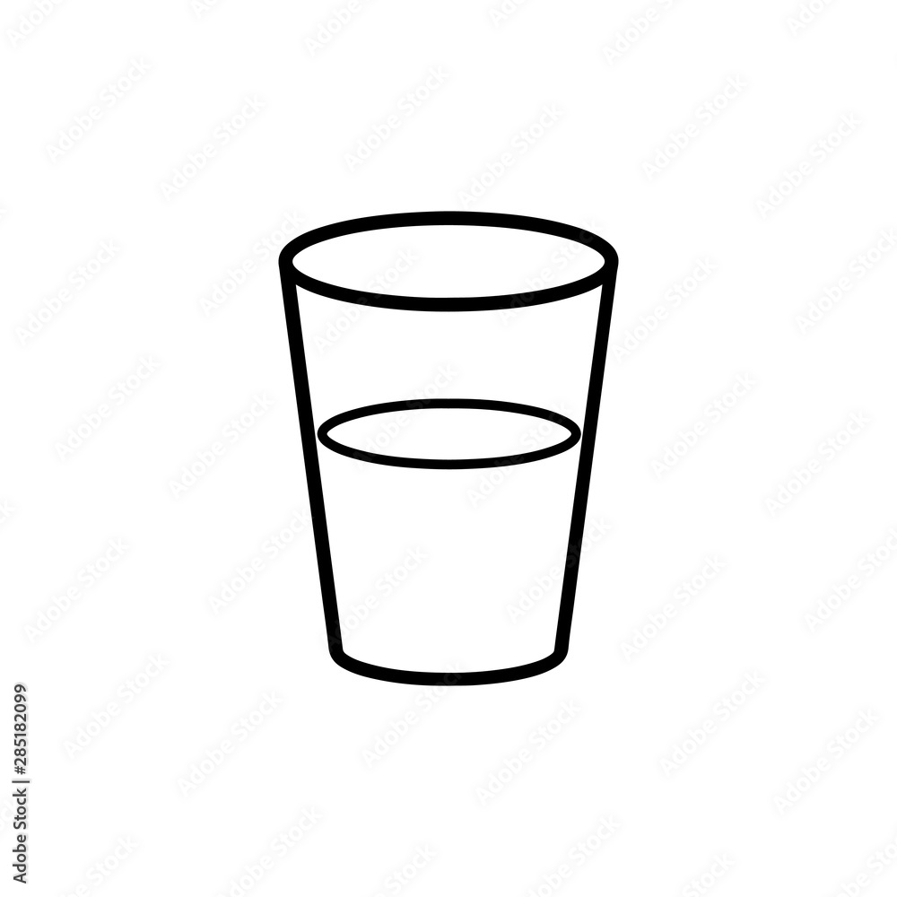 Glass with water icon on white background Glass with water icon on white background