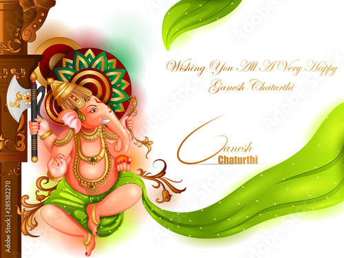 vector illustration of Lord Ganapati for Happy Ganesh Chaturthi festival  religious banner background Stock Vector | Adobe Stock