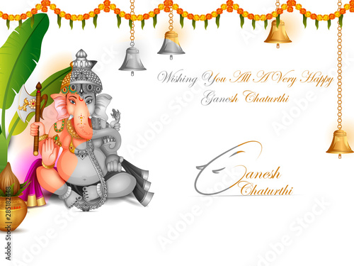 vector illustration of Lord Ganapati for Happy Ganesh Chaturthi festival religious banner background