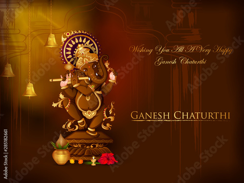 vector illustration of Lord Ganapati for Happy Ganesh Chaturthi festival religious banner background