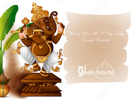 vector illustration of Lord Ganapati for Happy Ganesh Chaturthi festival religious banner background