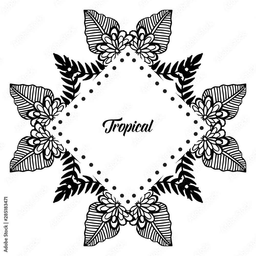 Border design of flowers, pattern unique frame, for banner tropical. Vector Border design of flowers, pattern unique frame, for banner tropical. Vector