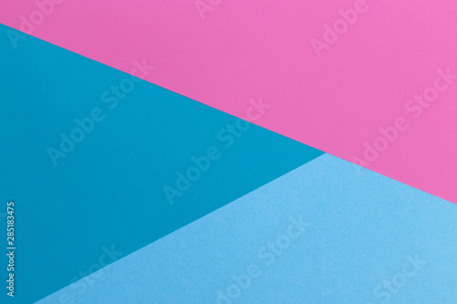 Paper pink, blue, pastel empty background, geometrically located. Color blank for presentations, copy space.