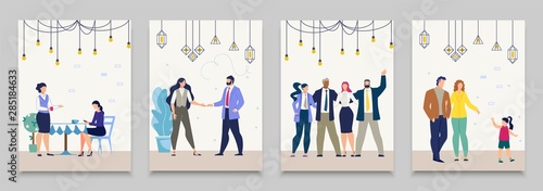 Business People Life Situations Flat Vector Set