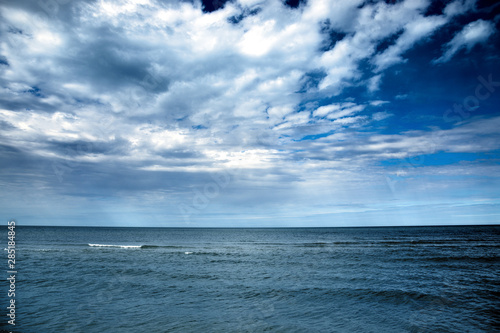 Blue and dark Baltic sea at Latvia coast.