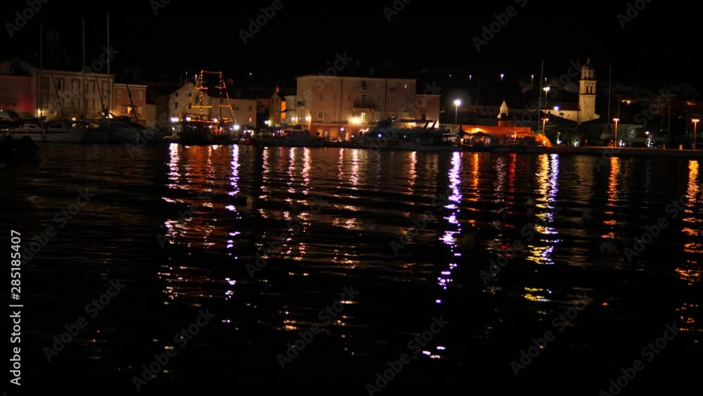 Night town by the sea, lights reflection Night town by the sea, lights reflection