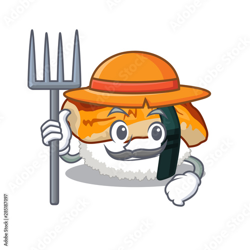 Farmer unagi sushi served above mascot plate