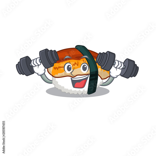 Fitness unagi sushi served above mascot plate