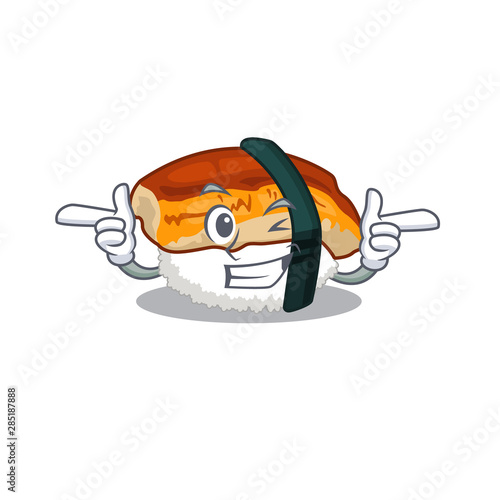 Wink sushi unagi isolated in the cartoon