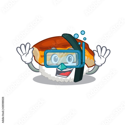 Diving sushi unagi isolated in the cartoon