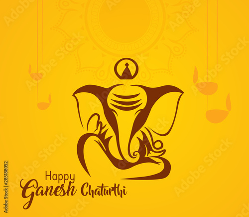 Indian Religious Ganesh Chaturthi festival of India, Lord Ganpati Template Design