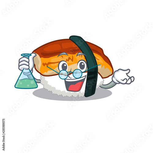 Professor sushi unagi isolated in the cartoon