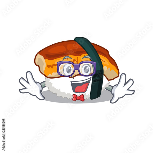 Geek sushi unagi isolated in the cartoon