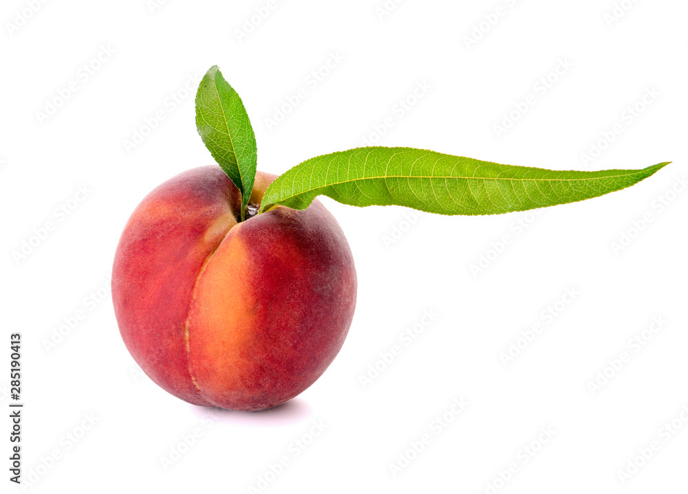 Ripe peach on white background Ripe peach on white background