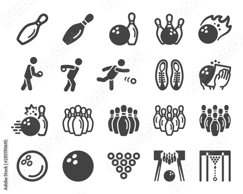 bowling sport and recreation icon set,vector and illustration