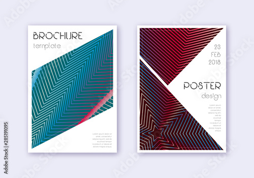 Triangle cover design template set. Red white blue