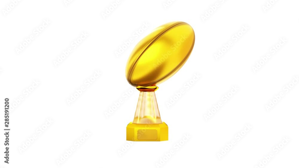 Gold Rugby Trophy hidden under a Red fabric which appear with a lighting effect Gold Rugby Trophy hidden under a Red fabric which appear with a lighting effect