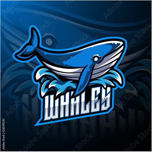 Whale esport mascot logo design