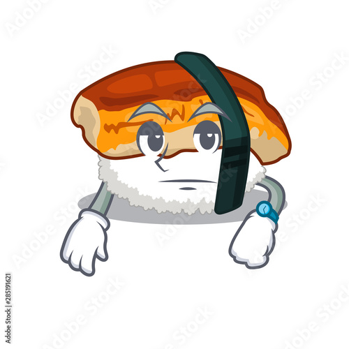 Waiting sushi unagi in the cartoon shape