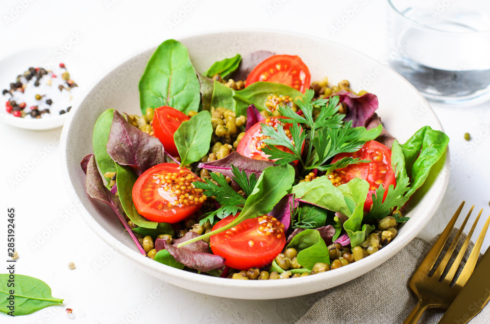 Mung Bean Cherry Tomato Salad, Tasty Vegetarian Food Mung Bean Cherry Tomato Salad, Tasty Vegetarian Food