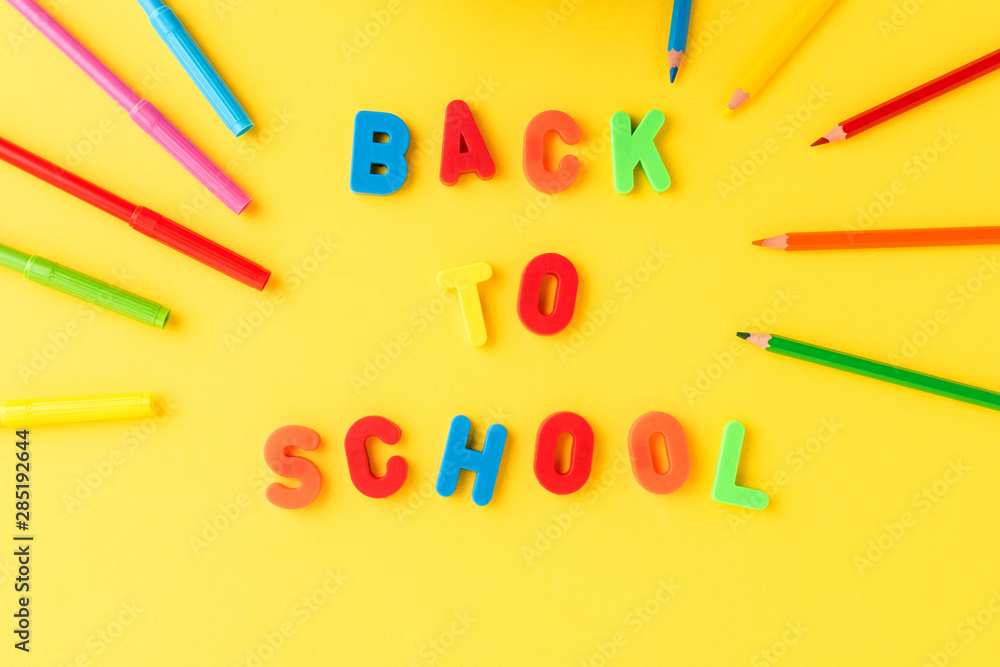 Back to school background with accessories. Top view Back to school background with accessories. Top view