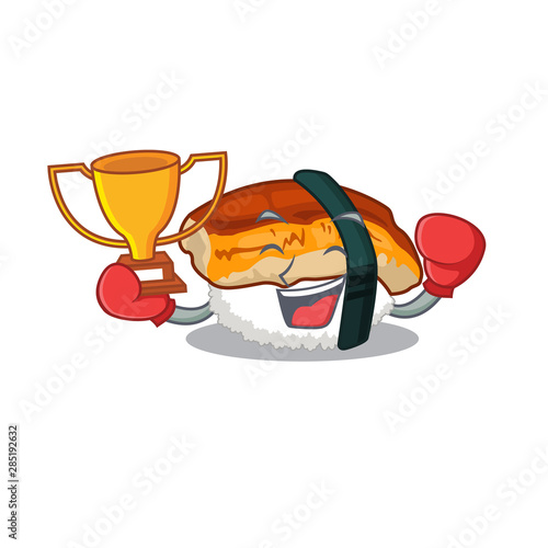Boxing winner sushi unagi in the cartoon shape