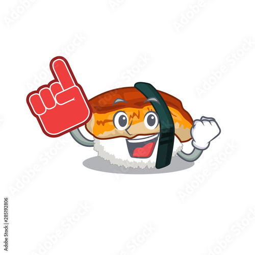 Foam finger sushi unagi in the cartoon shape