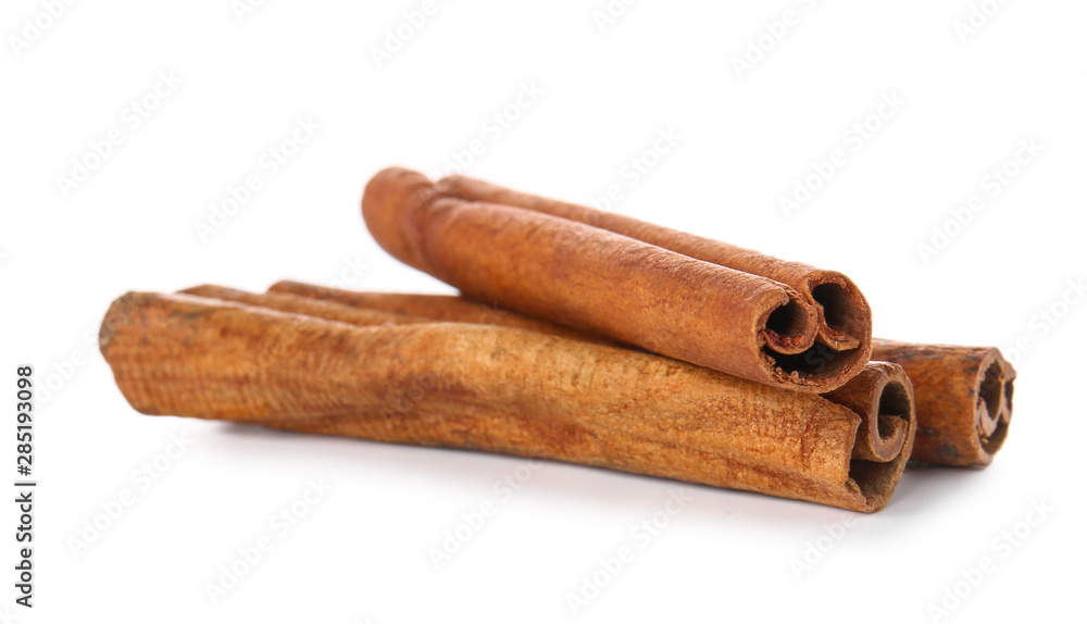 Aromatic cinnamon on white background Aromatic cinnamon on white background