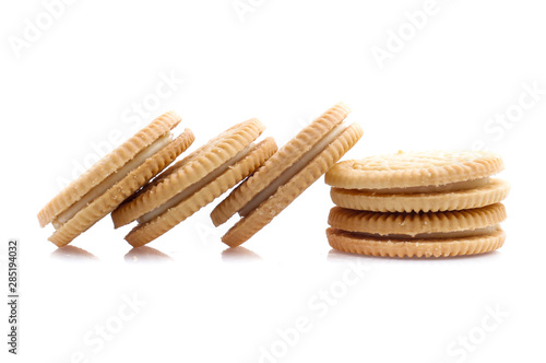 cookies with cream filling isolated on white background