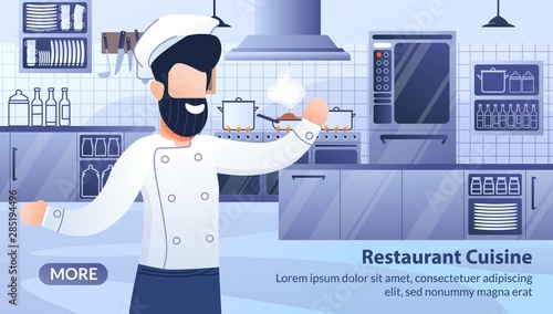 Modern Restaurant Cuisine Flat Vector Website