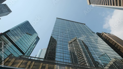 Business Office Buildings Low Angle Wide Rotating Shot