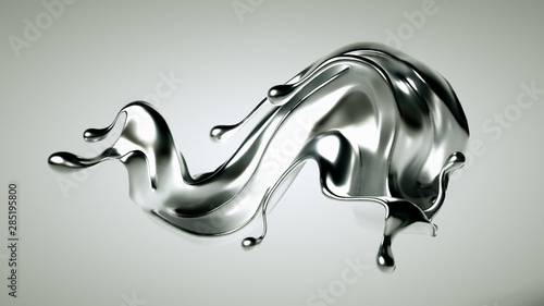 Silver splash. 3d illustration, 3d rendering.