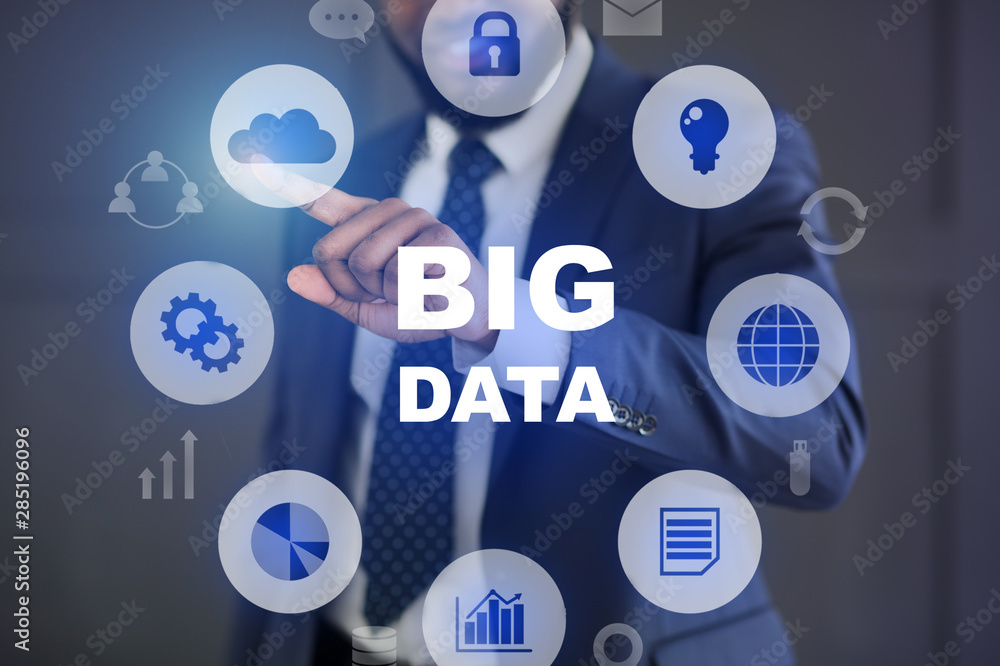 Big data analytics and network concept with icons Big data analytics and network concept with icons