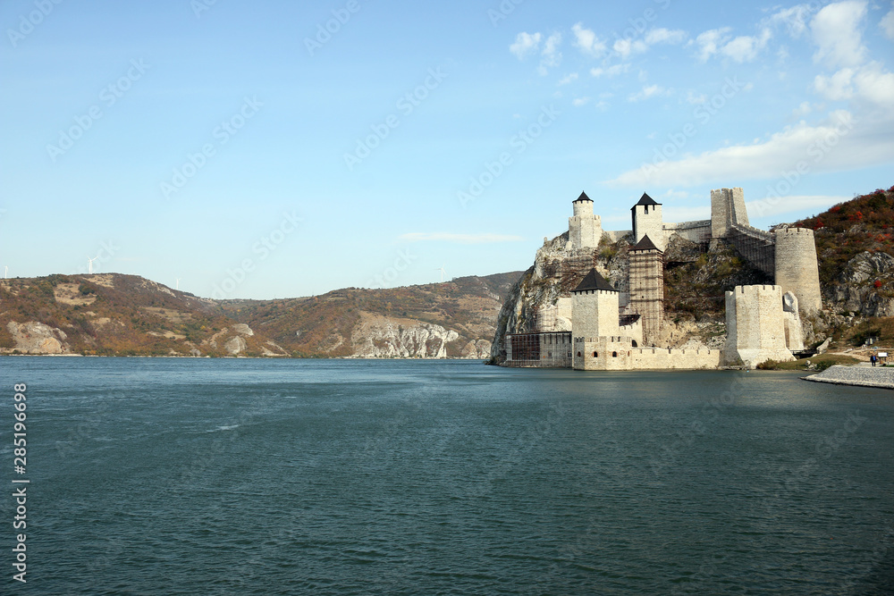 Golubac fortress on Danube river Serbia landscape