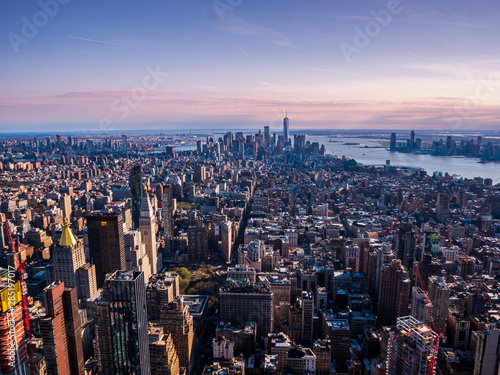View from Empire State Building down to New York City in Detail