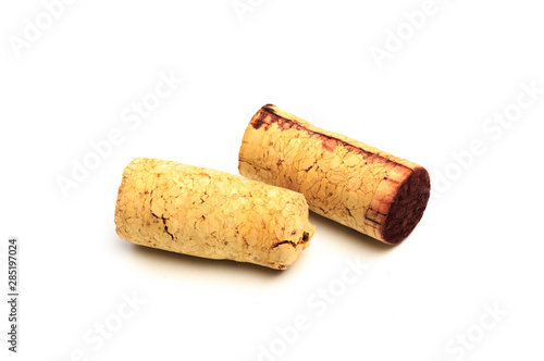Wine corks isolated on white background .