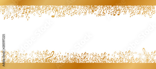 gold musical notes frame isolated on white background