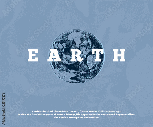 Hand drawn Earth planet. Sky view