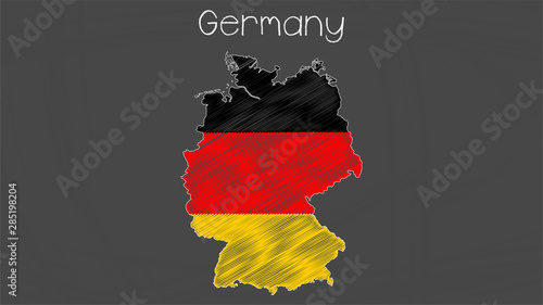 Germany map-flag chalkboard style illustration