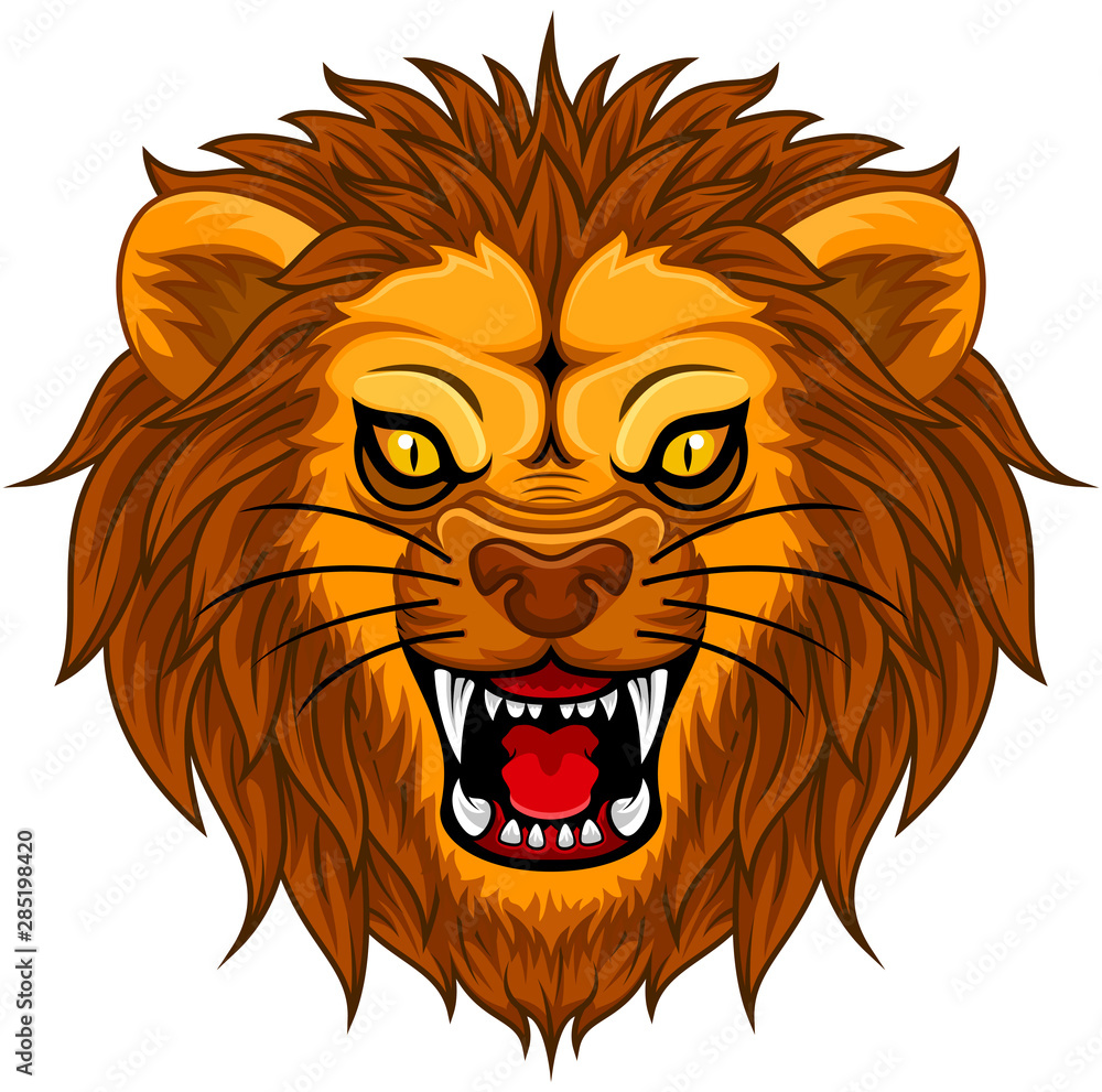 Fototapeta premium Angry lion face illustration mascot
