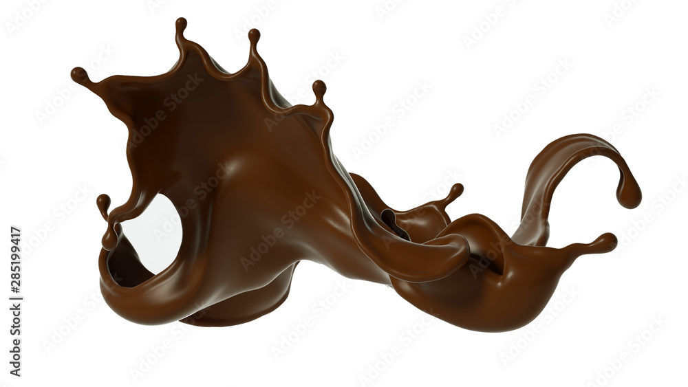 Splash of chocolate 3d illustration, 3d rendering. Splash of chocolate 3d illustration, 3d rendering.