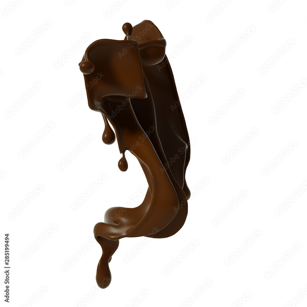 Splash of chocolate 3d illustration, 3d rendering. Splash of chocolate 3d illustration, 3d rendering.