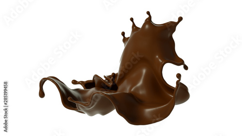 Splash of chocolate 3d illustration, 3d rendering.