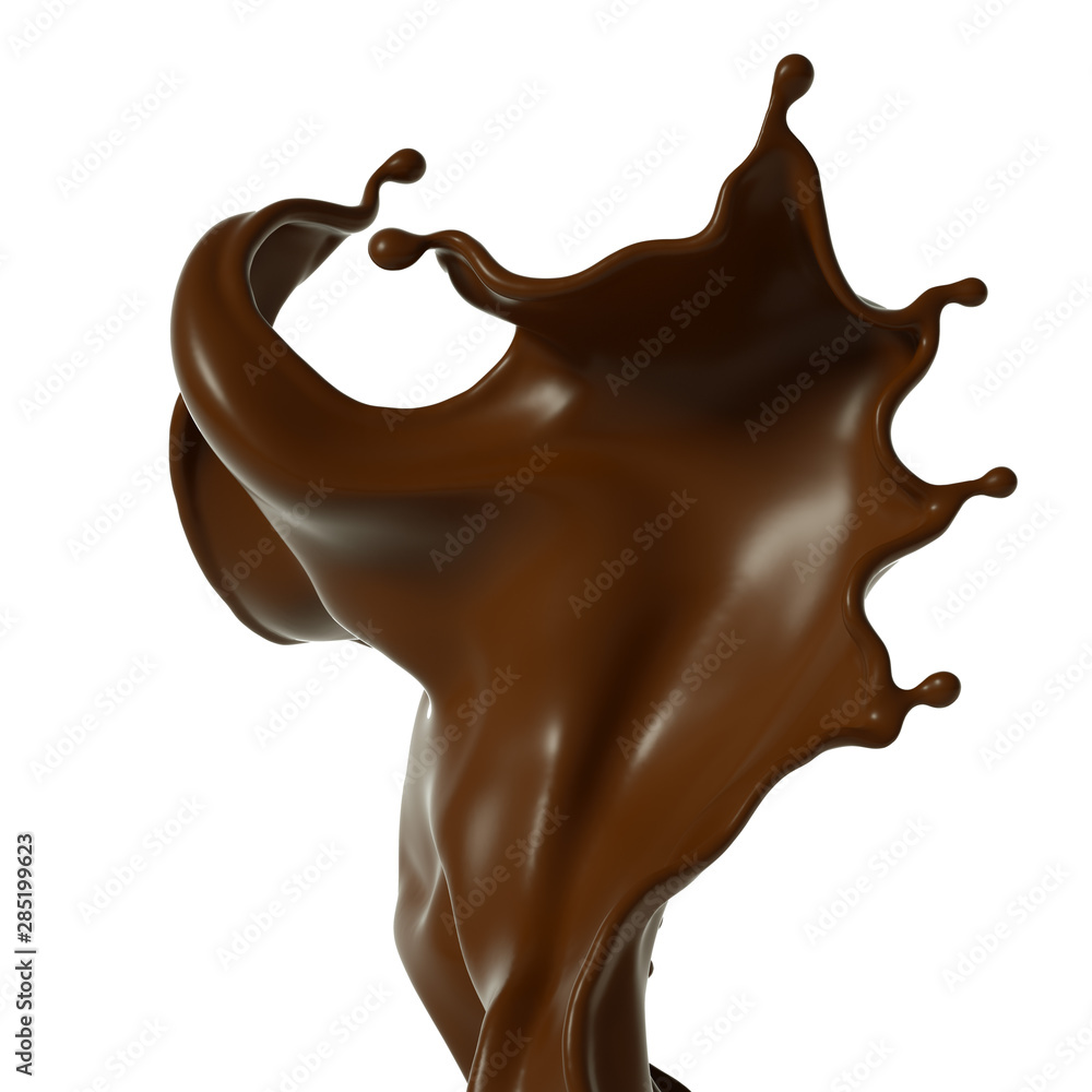 Splash of chocolate 3d illustration, 3d rendering. Splash of chocolate 3d illustration, 3d rendering.