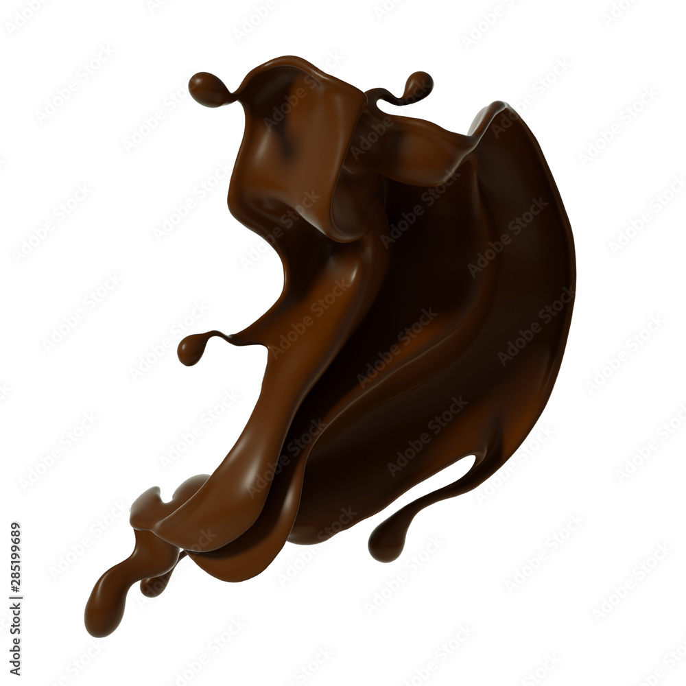 Splash of chocolate 3d illustration, 3d rendering. Splash of chocolate 3d illustration, 3d rendering.