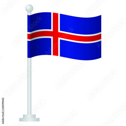 Iceland flag. National flag of Iceland on pole vector 
