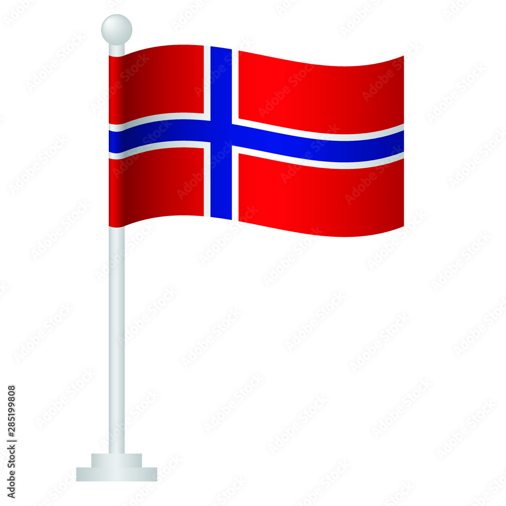 Norway  flag. National flag of Norway on pole vector 