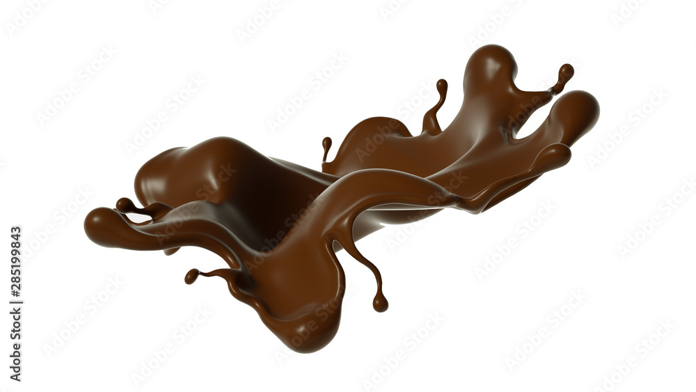 Splash of chocolate 3d illustration, 3d rendering. Splash of chocolate 3d illustration, 3d rendering.